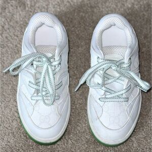Gucci Kids White and Green Low-Top Sneakers